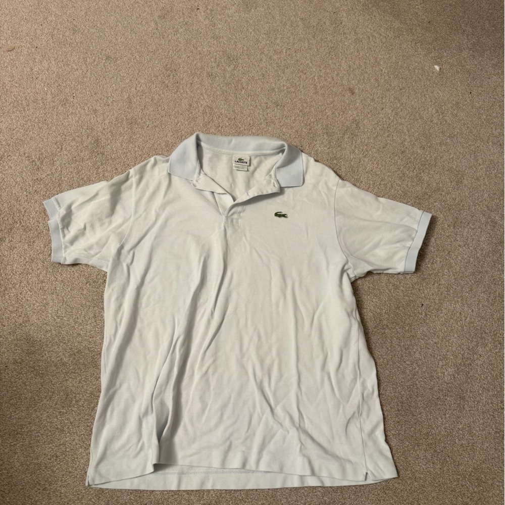 Lacoste Men's Polo Shirt in White with Light Blue Accents